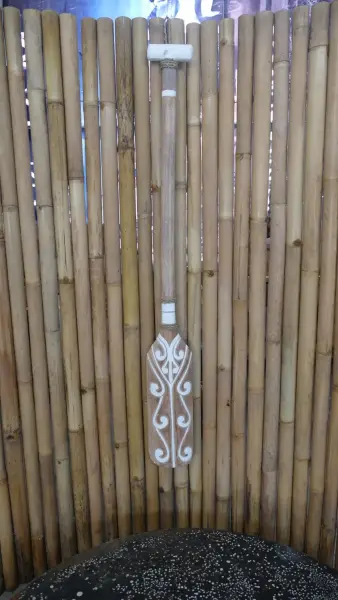 Product image 1 of the product “Decorative wooden Paddle with carving, 124cm Length. ”